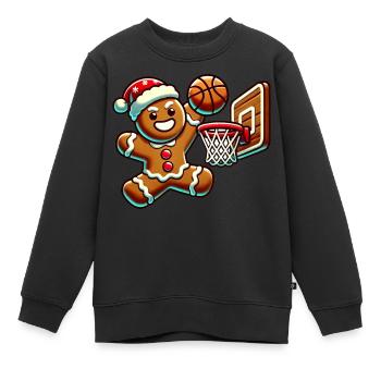 Dunking Gingerbread Man Basketball - Kinder Premium Organic Sweatshirt - Schwarz - Vorne - AI Model Kid Female (0cm)