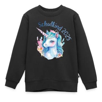 Schulkind 2025 Einhorn Einschulung Schule Schüler - Kinder Premium Organic Sweatshirt - Schwarz - Vorne - AI Model Kid Female (0cm)