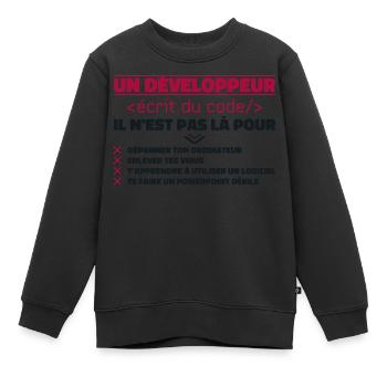 Un Développeur Écrit du Code Cadeau - Sweat Premium enfant bio - noir - Devant - AI Model Kid Female (0cm)