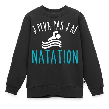 Schwimmen Ich kann nicht schwimmen Schwimmer - Kinder Premium Organic Sweatshirt - Schwarz - Vorne - AI Model Kid Female (0cm)