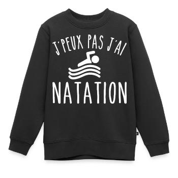 Schwimmen Ich kann nicht schwimmen Schwimmer - Kinder Premium Organic Sweatshirt - Schwarz - Vorne - AI Model Kid Female (0cm)