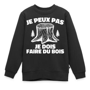 Ich kann nicht, ich muss Holz machen - Kinder Premium Organic Sweatshirt - Schwarz - Vorne - AI Model Kid Female (0cm)
