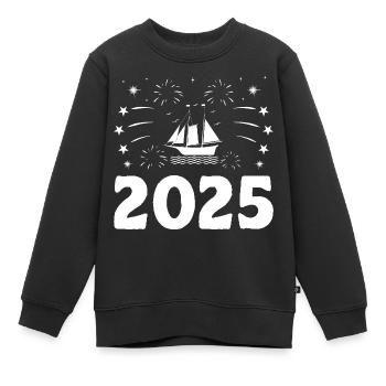 Neujahrsthema Paddelboot - Kinder Premium Organic Sweatshirt - Schwarz - Vorne - AI Model Kid Female (0cm)