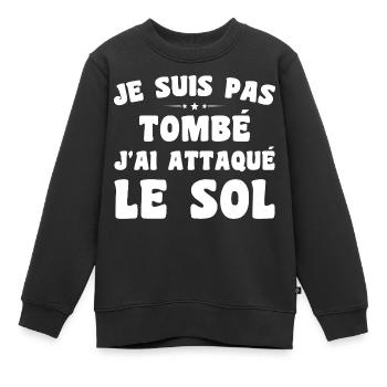 Ich bin nicht gefallen, ich habe den Boden angegriffen - Kinder Premium Organic Sweatshirt - Schwarz - Vorne - AI Model Kid Female (0cm)