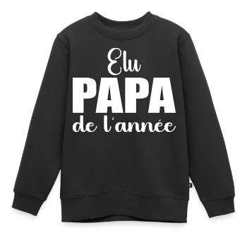 elu papa de l'annee | cadeau fête des pères - Sweat Premium enfant bio - noir - Devant - AI Model Kid Female (0cm)