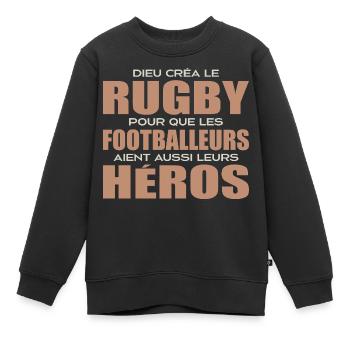Rugby, rugby sport, rugby humour, rugby - Sweat Premium enfant bio - noir - Devant - AI Model Kid Female (0cm)