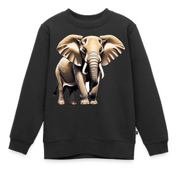 Éléphant - Design Animalier - Sweat Premium enfant bio - noir - Devant - AI Model Kid Female (0cm)