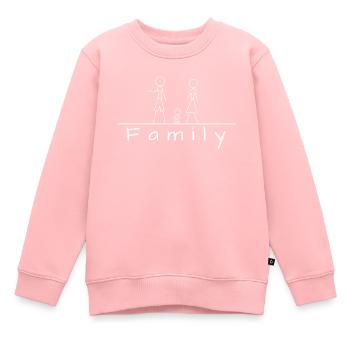 Famille de bonhommes allumettes - Sweat Premium enfant bio - rose - Devant - AI Model Kid Female (0cm)