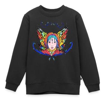 Femme Papillon Arc en Ciel - Sweat Premium enfant bio - noir - Devant - AI Model Kid Female (0cm)
