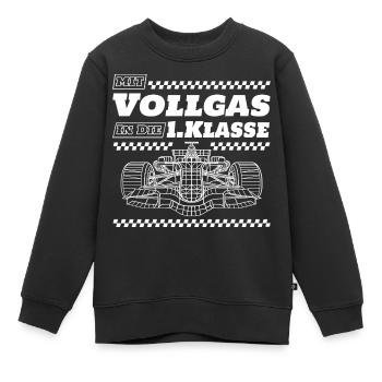 Mit Vollgas in die 1. Klasse - Schulkind Rennauto - Kinder Premium Organic Sweatshirt - Schwarz - Vorne - AI Model Kid Female (0cm)