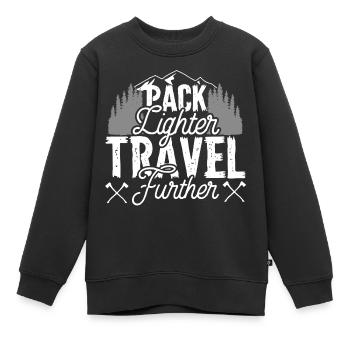 Hiking Pack Lighter Travel Further - Kids Premium Organic Sweatshirt - black - Front - AI Model Kid Female (0cm)