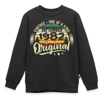 September 1982 Jubiläum 1982 September 1982 - Kinder Premium Organic Sweatshirt - Schwarz - Vorne - AI Model Kid Female (0cm)