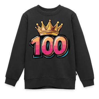 Couronne à 100 chiffres - Sweat Premium enfant bio - noir - Devant - AI Model Kid Female (0cm)