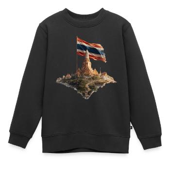 Thailand Tempel Flaggenbild - Kinder Premium Organic Sweatshirt - Schwarz - Vorne - AI Model Kid Female (0cm)