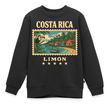 Costa Rica Limón Vintage Reisemarke - Kinder Premium Organic Sweatshirt - Schwarz - Vorne - AI Model Kid Female (0cm)