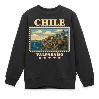 Chile Valparaíso Vintage Reisemarke - Kinder Premium Organic Sweatshirt - Schwarz - Vorne - AI Model Kid Female (0cm)