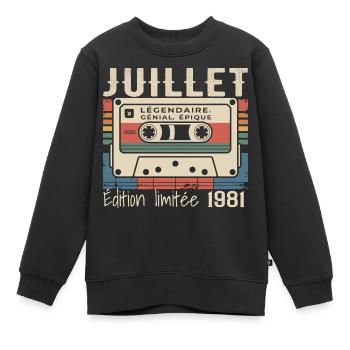 Juli 1981 Geburtstagsgeschenk Juli 1981 - Kinder Premium Organic Sweatshirt - Schwarz - Vorne - AI Model Kid Female (0cm)