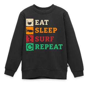 Surfing Surfboard Surfer Surfboard Surfing - Kids Premium Organic Sweatshirt - black - Front - AI Model Kid Female (0cm)