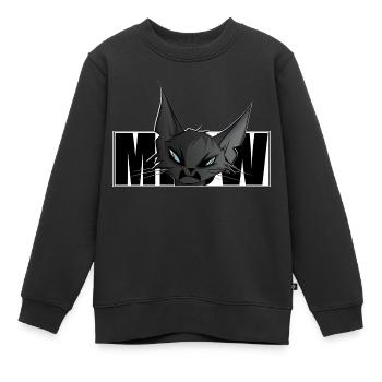 coole Katze, Comic, Katzenmotiv, Meow, T-Shirt - Kinder Premium Organic Sweatshirt - Schwarz - Vorne - AI Model Kid Female (0cm)