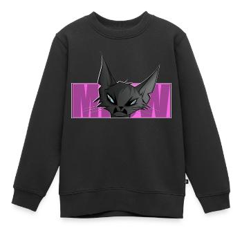 coole Katze, Comic, Katzenmotiv, Meow, T-Shirt - Kinder Premium Organic Sweatshirt - Schwarz - Vorne - AI Model Kid Female (0cm)