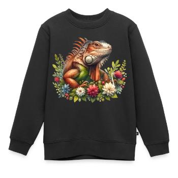 Leguan - Kinder Premium Organic Sweatshirt - Schwarz - Vorne - AI Model Kid Female (0cm)