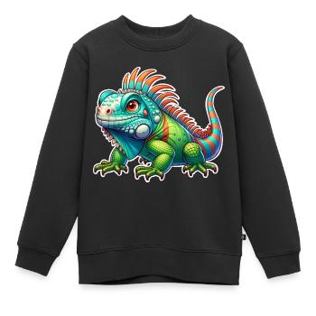 Leguan - Kinder Premium Organic Sweatshirt - Schwarz - Vorne - AI Model Kid Female (0cm)
