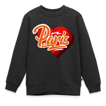 Paris - Kinder Premium Organic Sweatshirt - Schwarz - Vorne - AI Model Kid Female (0cm)
