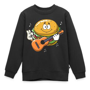 Gitarrist Gitarre Burger Musiker Musik Band Guitar - Kinder Premium Organic Sweatshirt - Schwarz - Vorne - AI Model Kid Female (0cm)