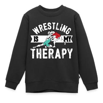 Wrestling is my Therapy - Kids Premium Organic Sweatshirt - black - Front - AI Model Kid Female (0cm)
