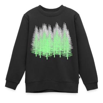 Forêt Arbres Conifères Forêt Sapins Épicéa Nature - Sweat Premium enfant bio - noir - Devant - AI Model Kid Female (0cm)