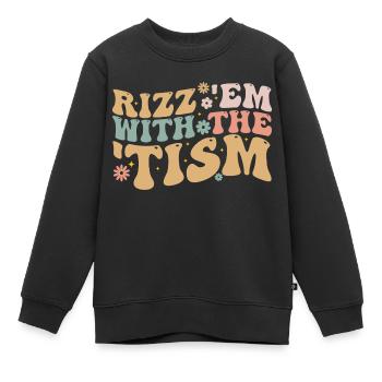 Rizz Em Mit Dem Tism - Kinder Premium Organic Sweatshirt - Schwarz - Vorne - AI Model Kid Female (0cm)