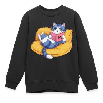Evil Cat - Kids Premium Organic Sweatshirt - black - Front - AI Model Kid Female (0cm)