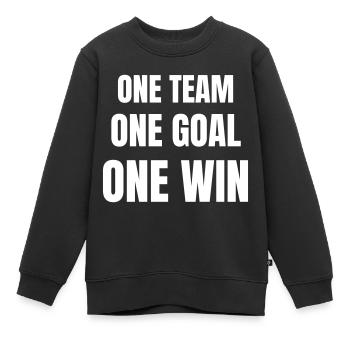 Une équipe, un goeal, une victoire - Sweat Premium enfant bio - noir - Devant - AI Model Kid Female (0cm)