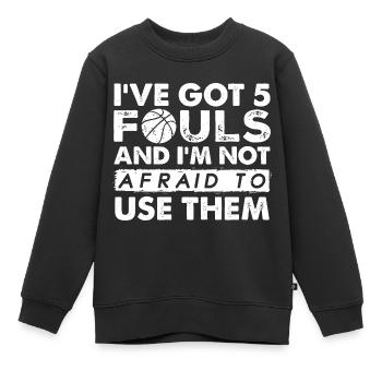 Basketballspieler Geschenk Spruch Hoops 5 Fouls - Kinder Premium Organic Sweatshirt - Schwarz - Vorne - AI Model Kid Female (0cm)