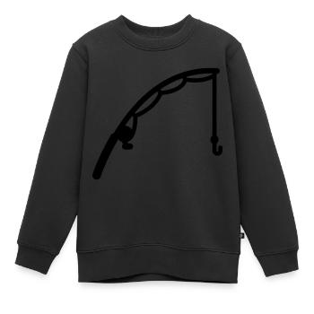 Icône de pêche à la canne à pêche - Sweat Premium enfant bio - noir - Devant - AI Model Kid Female (0cm)