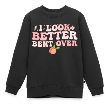 Ich sehe besser gebeugt aus - Kinder Premium Organic Sweatshirt - Schwarz - Vorne - AI Model Kid Female (0cm)