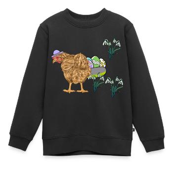 Huhn Federvieh Eier Nest Ostereier Ostern - Kinder Premium Organic Sweatshirt - Schwarz - Vorne - AI Model Kid Female (0cm)