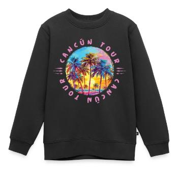 Cancun Tour Palmen - Kinder Premium Organic Sweatshirt - Schwarz - Vorne - AI Model Kid Female (0cm)