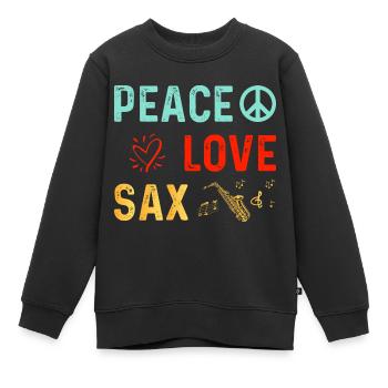 Saxofon Saxophon Geschenkidee - Kinder Premium Organic Sweatshirt - Schwarz - Vorne - AI Model Kid Female (0cm)