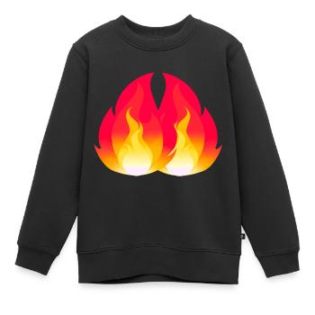 Flamme Flamme Brûlant Feu - Sweat Premium enfant bio - noir - Devant - AI Model Kid Female (0cm)