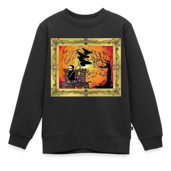 Horror Middle Ages Castle Fortress Grim Reaper Death - Kids Premium Organic Sweatshirt - black - Front - AI Model Kid Female (0cm)