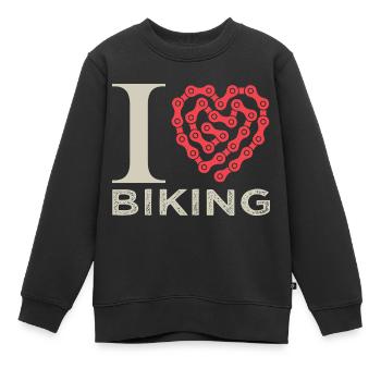 I love biking j aime le vélo - Sweat Premium enfant bio - noir - Devant - AI Model Kid Female (0cm)