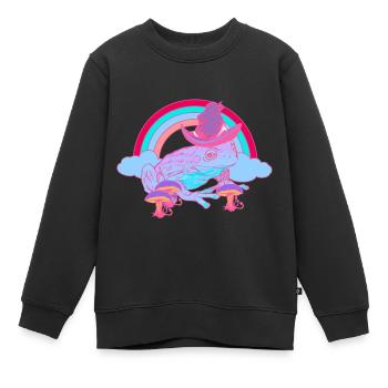 Magisch Regenbogen Kröte Frosch Zauberer Frösche - Kinder Premium Organic Sweatshirt - Schwarz - Vorne - AI Model Kid Female (0cm)