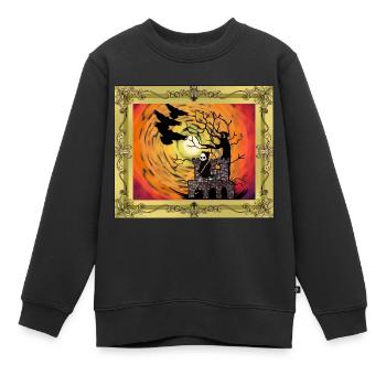 Moyen Age Château Sorcière Heure Halloween Horreur - Sweat Premium enfant bio - noir - Devant - AI Model Kid Female (0cm)