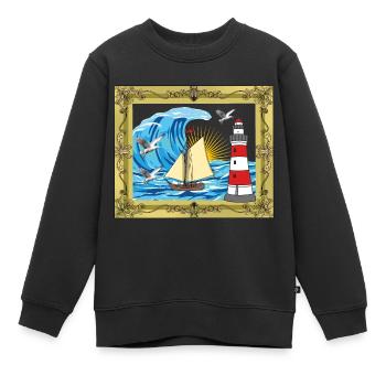 Meer Schiff maritim Seefahrer Seemänner Leuchtturm - Kinder Premium Organic Sweatshirt - Schwarz - Vorne - AI Model Kid Female (0cm)