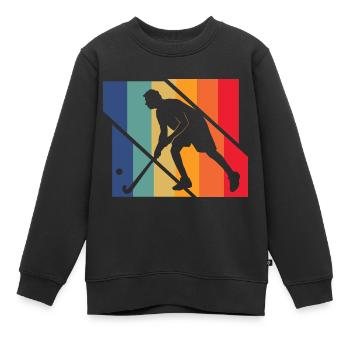Feldhockey - Kinder Premium Organic Sweatshirt - Schwarz - Vorne - AI Model Kid Female (0cm)