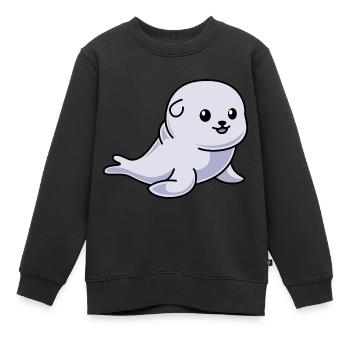 Robbe Tier Comic - Kinder Premium Organic Sweatshirt - Schwarz - Vorne - AI Model Kid Female (0cm)