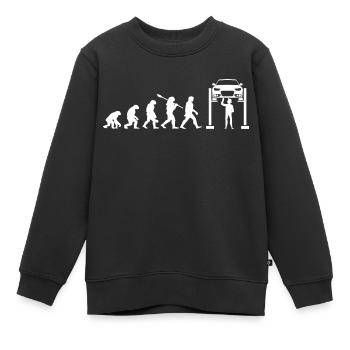 Evolution mécanique - Sweat Premium enfant bio - noir - Devant - AI Model Kid Female (0cm)