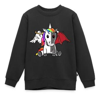 Licorne Dark Demon Angel Devil Fable satanique - Sweat Premium enfant bio - noir - Devant - AI Model Kid Female (0cm)