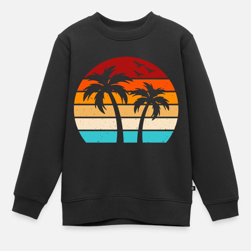 Palmiers - Sweat Premium enfant bio - noir